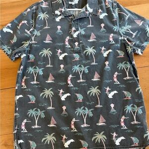 Banks Journal Men's XL Tropical Cotton Shirt Short Sleeve Hawaiian Men Beach
